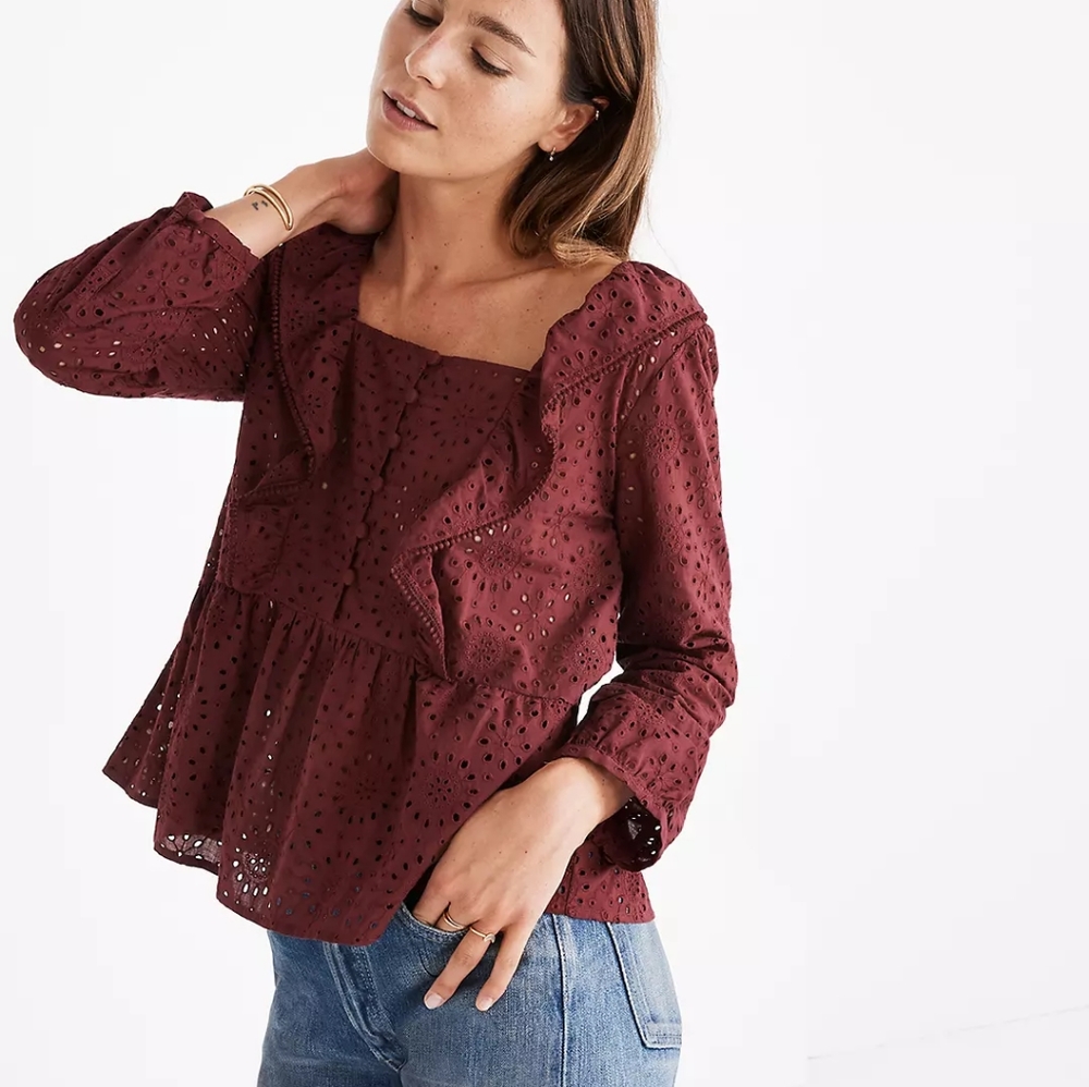 Madewell Eyelet Pom-Pom Top